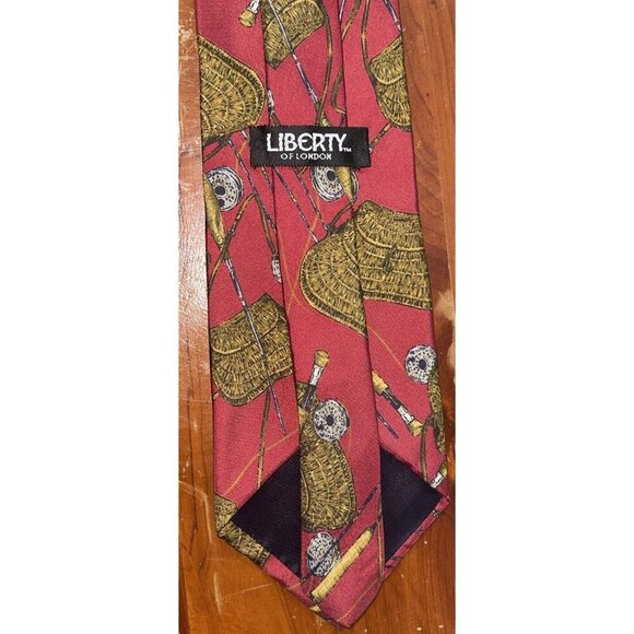 liberty of london silk fly fishing tie Burgundy USA - Picture 5 of 11
